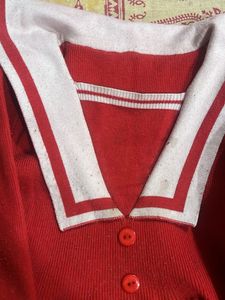 Adorable Red Sailor Dress Woolen