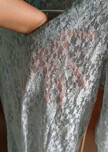 Sheer Lace Blue Mini Dress