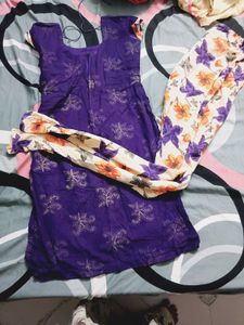 Purple Kurta Set with Floral