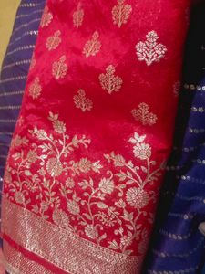 Elegant Red  semi Banarasi Silk material