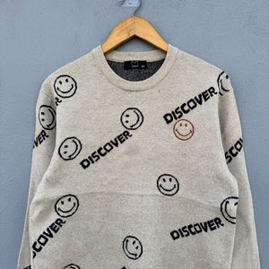 Smiley Face Discover Print Sweater