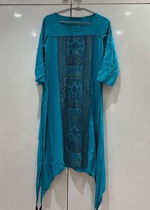Teal Blue Embroidered Kurta