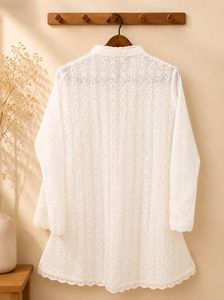 Elegant White Chikankari Short Kurti