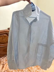 Light Blue Oversized Button-Up Shirt