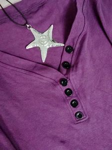 Y2k Purple Henley T-Shirt