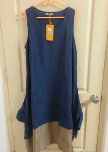 Blue Sleeveless Layered Dress