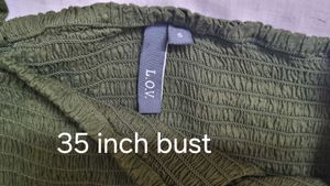 L.O.V. Smocked Crop Top - Olive Green