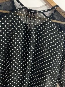 White Doted Black Top