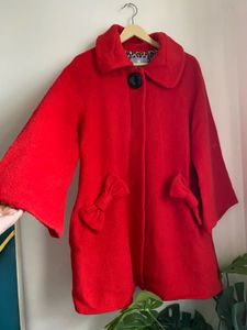 Charming Red Coat with Bow Details