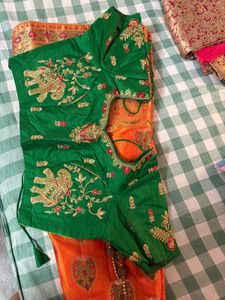 Vibrant Orange Banarasi lehenga choli set