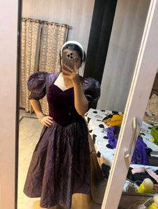 Velvet Puff Sleeve Dress
