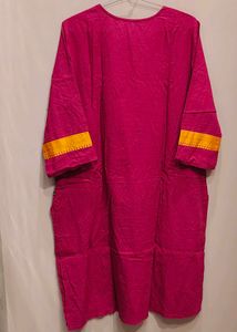Vibrant Pink Kurta with Yellow Accent
