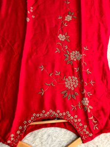Elegant Red Embroidered Kurta Set
