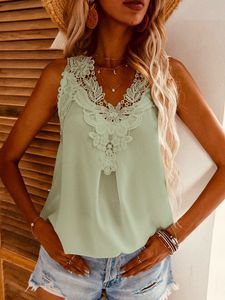 SHEIN Lace Neck Sleeveless Top–Light Mint, Size L