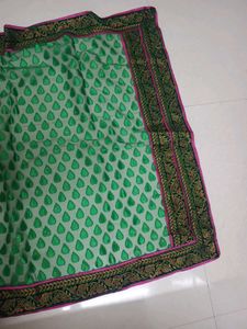 Green Saree with Pink Blouse