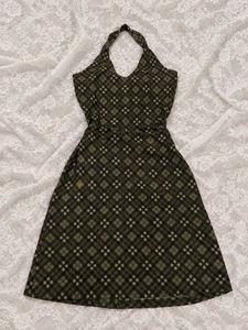 Green Plaid Halter Dress