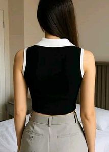 Green Collared Crop Top