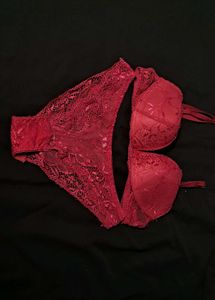Red Lace Bra and Panty Set