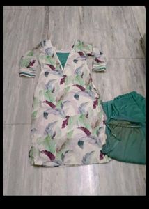 Designer Kurta Set with Leaf Print