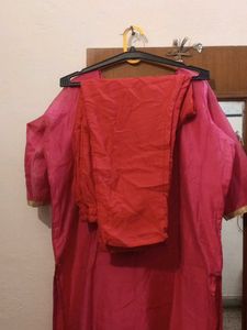 Elegant Pink Embroidered Kurta with pajama