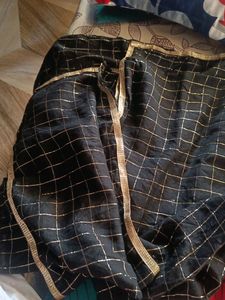 Black Dupatta With Golden Lace