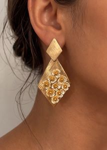 Gold Tone Flower Drop Earrings