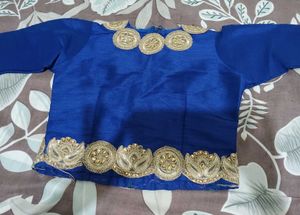 Royal Blue Embroidered Blouse