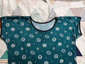 Green Printed Casual Top