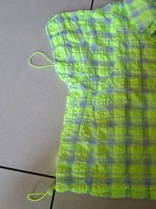 Neon Plaid Textured Shirt