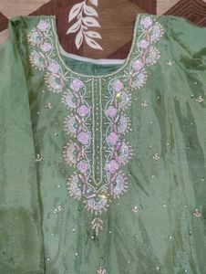 Embellished Green Kurta