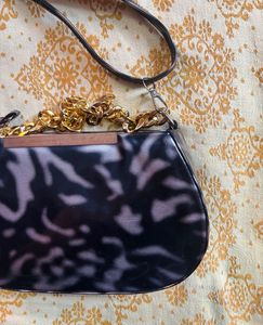Chic Black &amp; grey bag with Gold Chain/negotiable