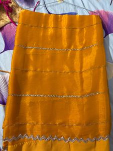 Vibrant Yellow Saree with Embellished Border