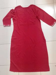 Vibrant Red Embroidered Kurta