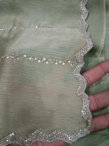 Elegant Green Sequined Saree