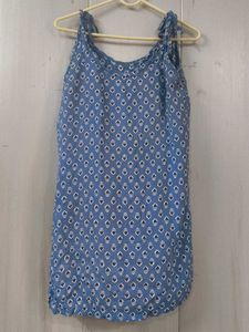 Blue Printed Spaghetti Strap kurta