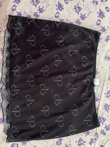 Black Printed Mesh Mini Skirt