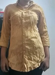 Women's Yellow Button-Up Shirt