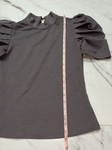 Puff Sleeve Mock Neck Top