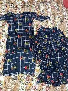 Blue Kurta Set with Floral Print