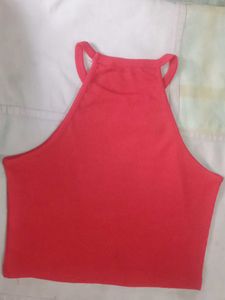 Red Halter Neck Crop Top