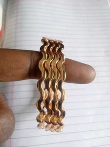 New Set of 5 Wave Design Gold Bangles impon