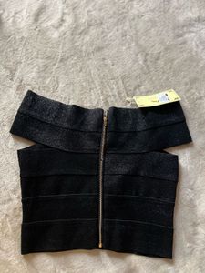 Chic Black Off-Shoulder Bandage Top
