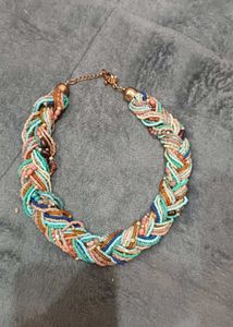 Braided Beaded Statement Necklace