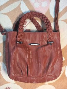 Chic Brown Braided Handle Handbag