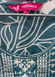 Stylish Teal Kurta with Pomegranate Print