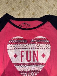 Cute Pink "FUN" Heart Long Sleeve Top