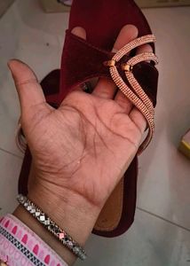 Maroon platform heels with Embellishments