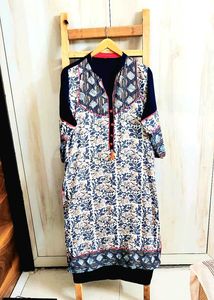 Blue Floral Print Kurta size-42-44