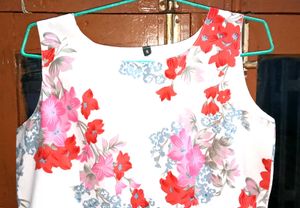 Floral Sleeveless Dress with white crop top