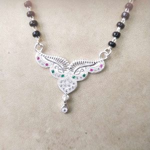 Elegant Pure Silver Mangalsutra with beaded chain